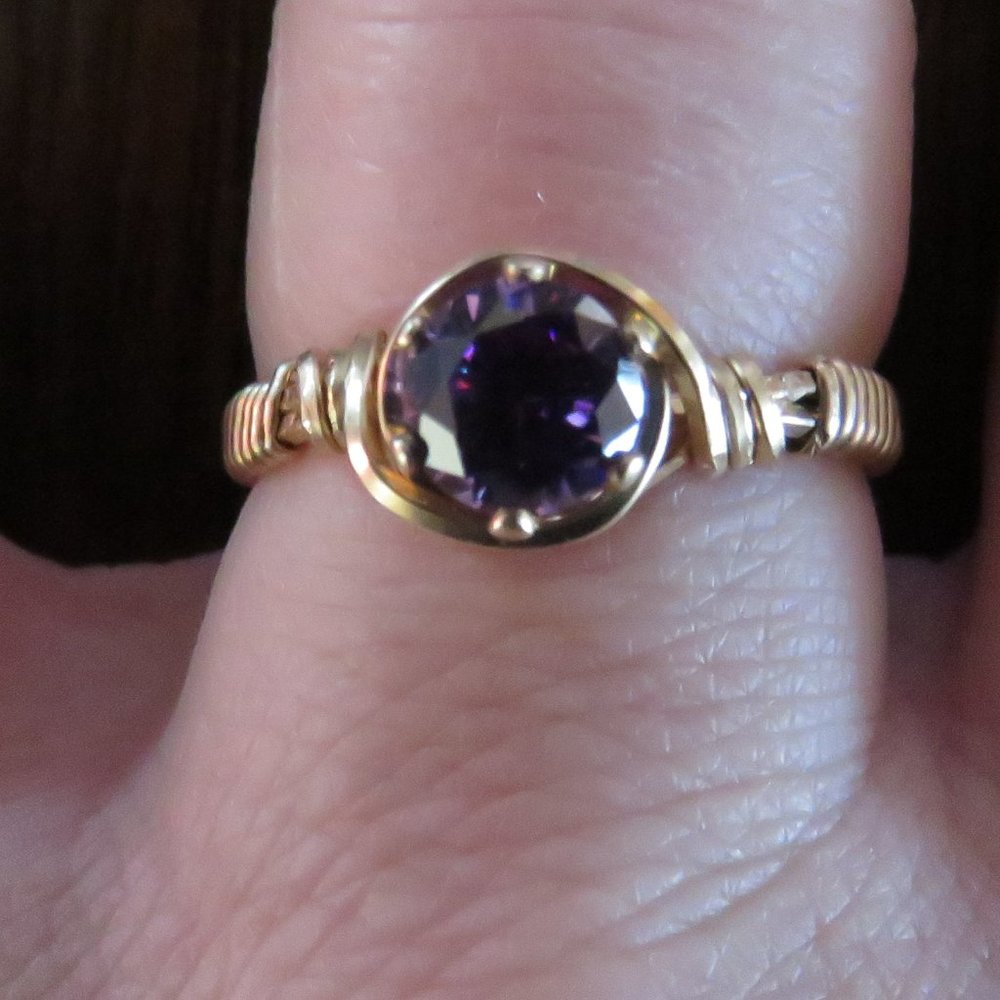 Amethyst wire wrapped ring